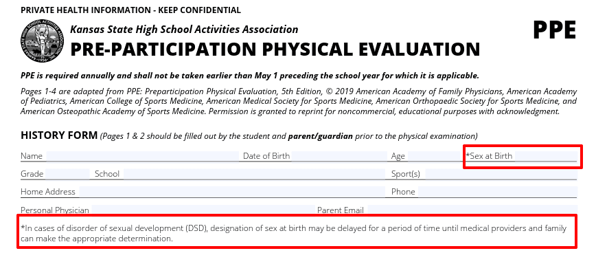 qualifying language about sex at birth
