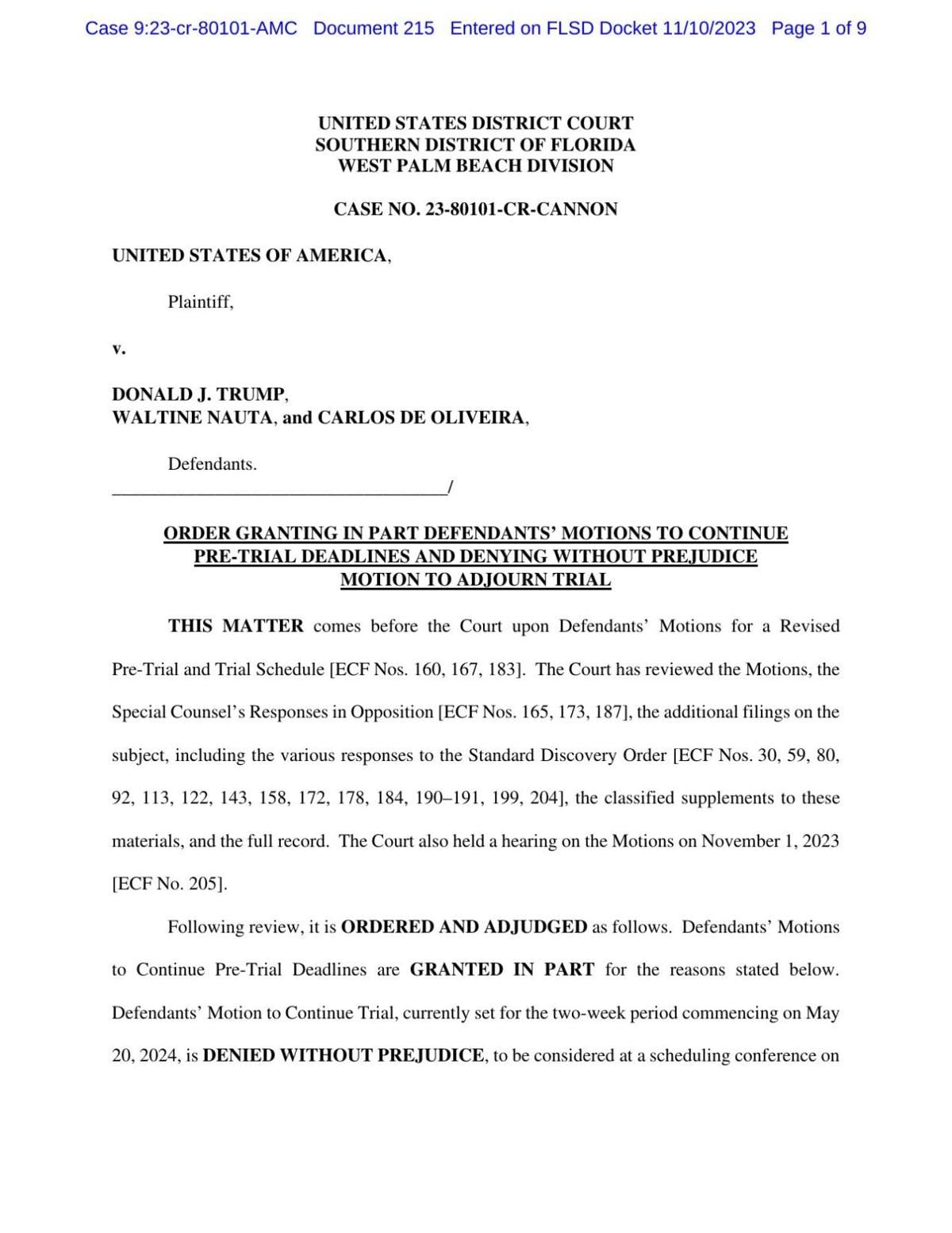 Order on motion (11-10-23)