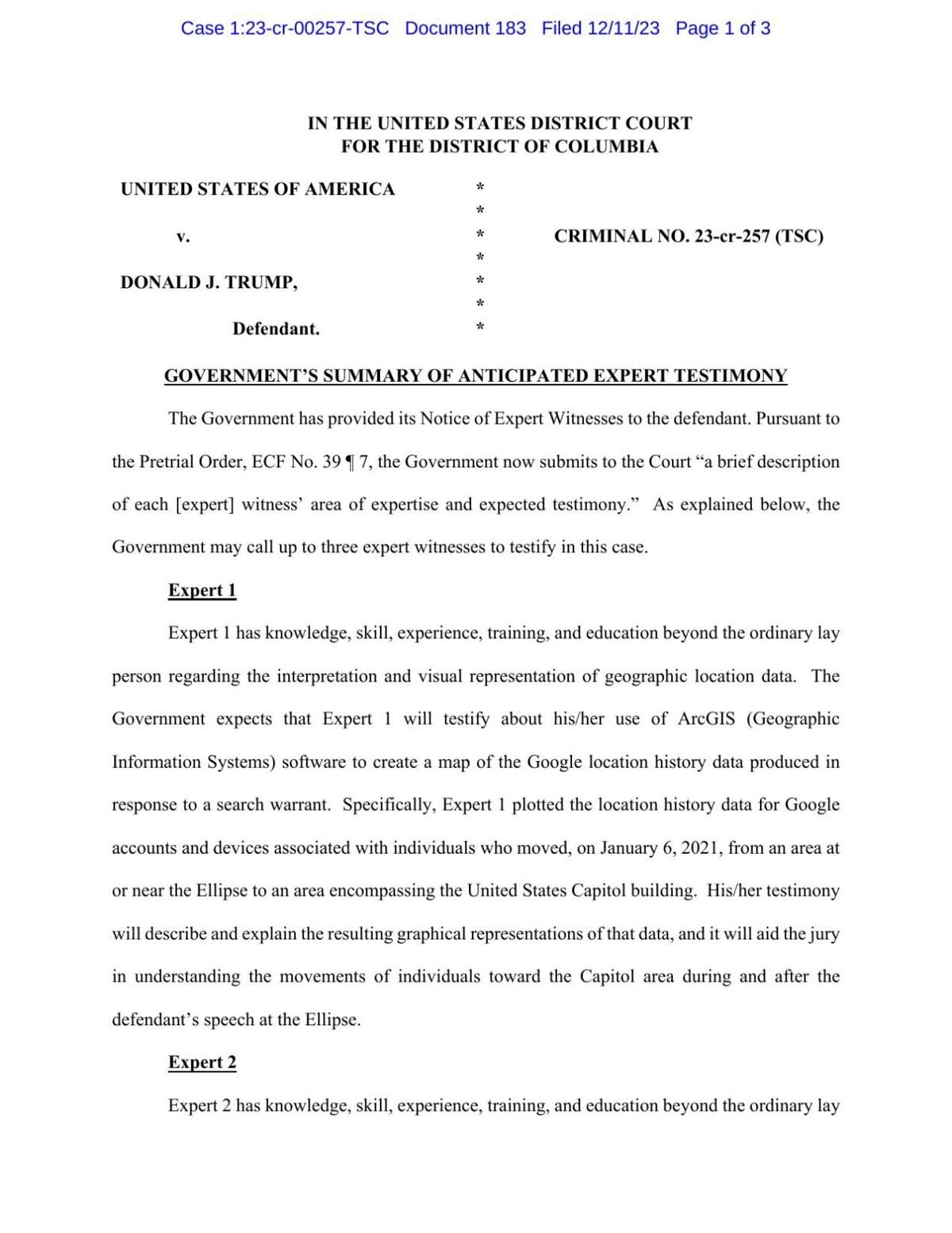 Government expert testimony