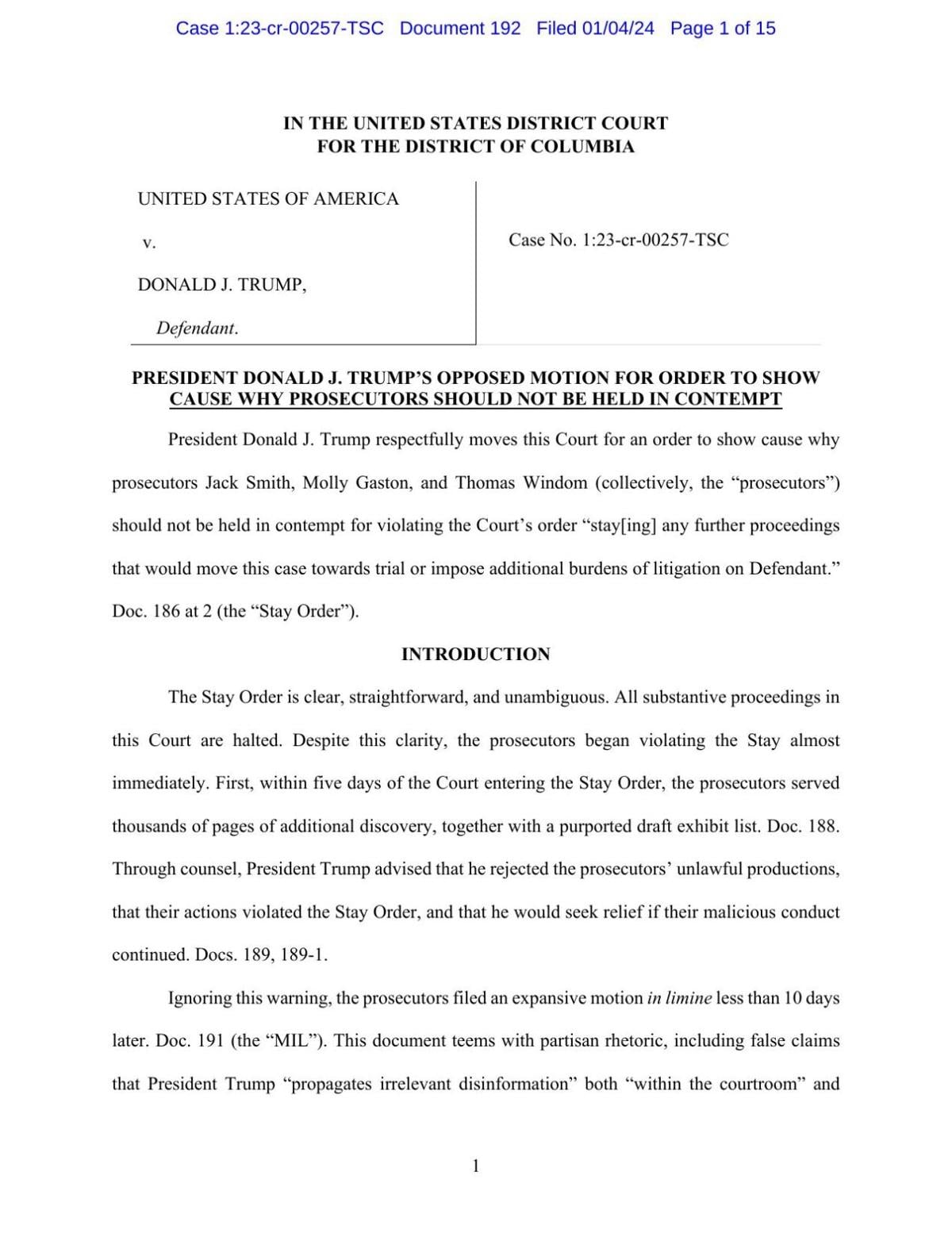 Trump response 1-4-24
