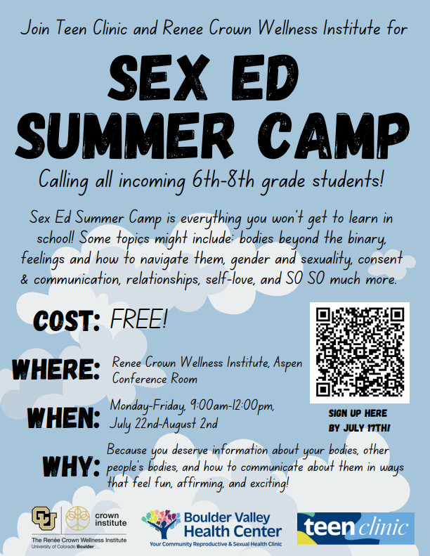 Sex Ed Summer Camp - CU Boulder & Boulder Valley Health Center